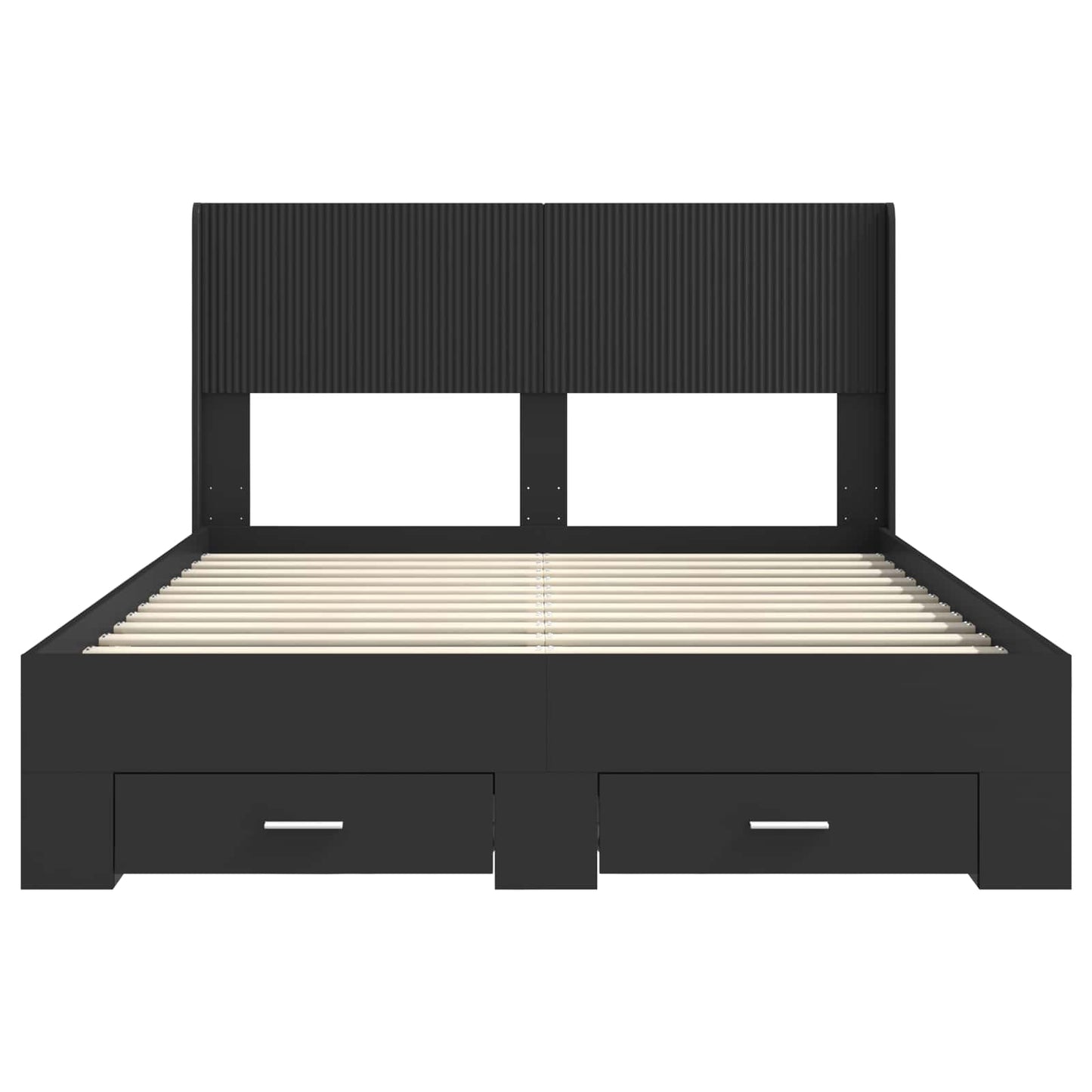 Bed Frame with Storage and Headboard Black 135 x 190 cm