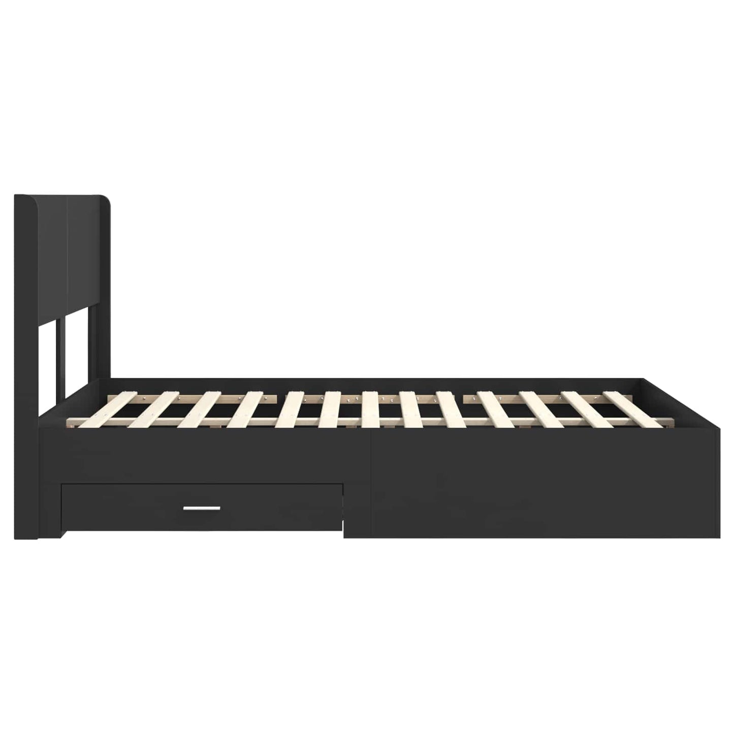 Bed Frame with Storage and Headboard Black 135 x 190 cm