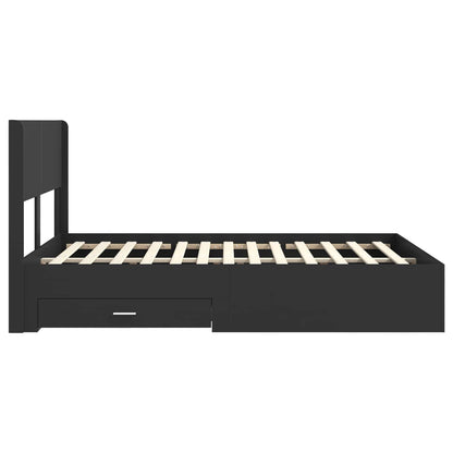 Bed Frame with Storage and Headboard Black 135 x 190 cm