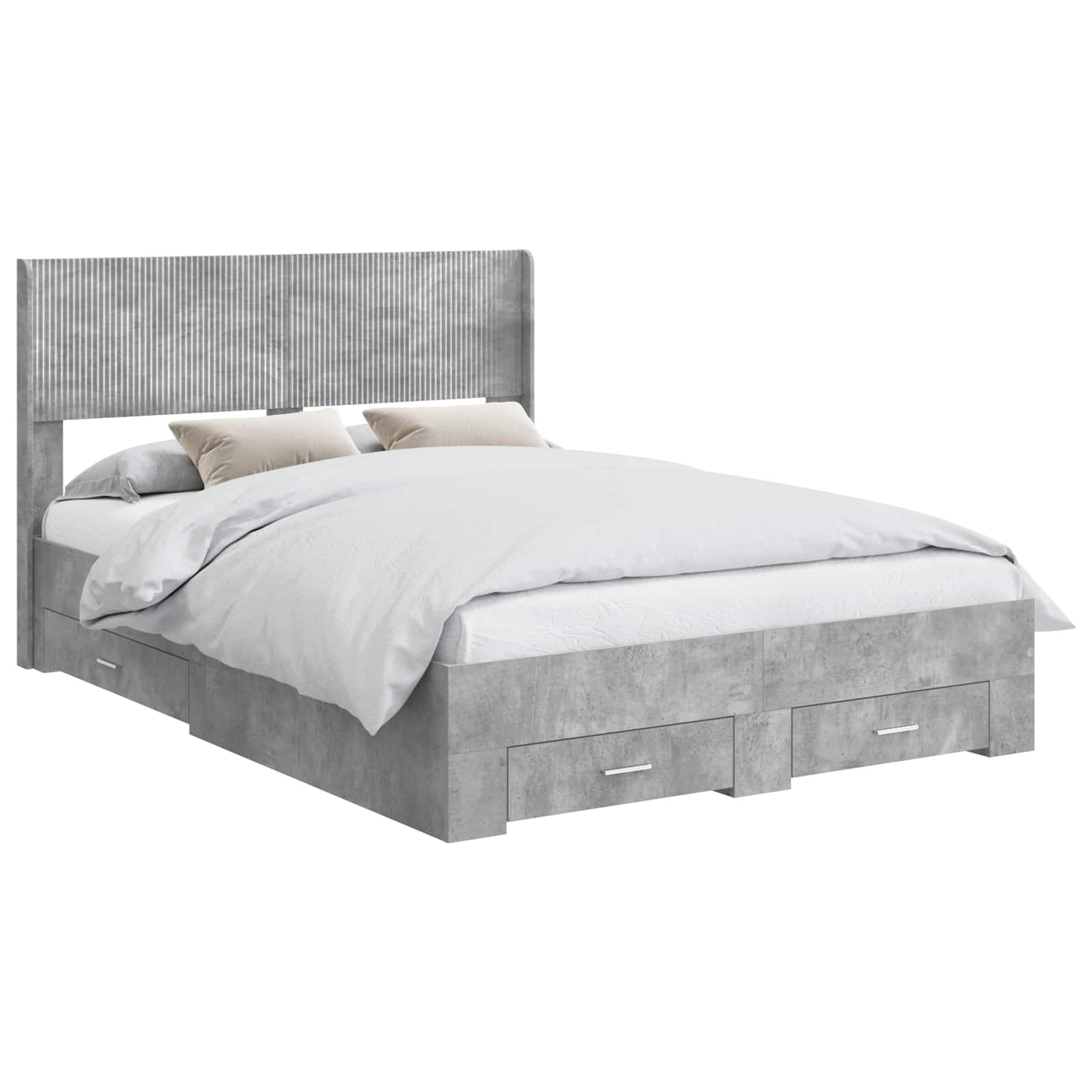 Bed Frame with Storage and Headboard Concrete Grey 135 x 190 cm