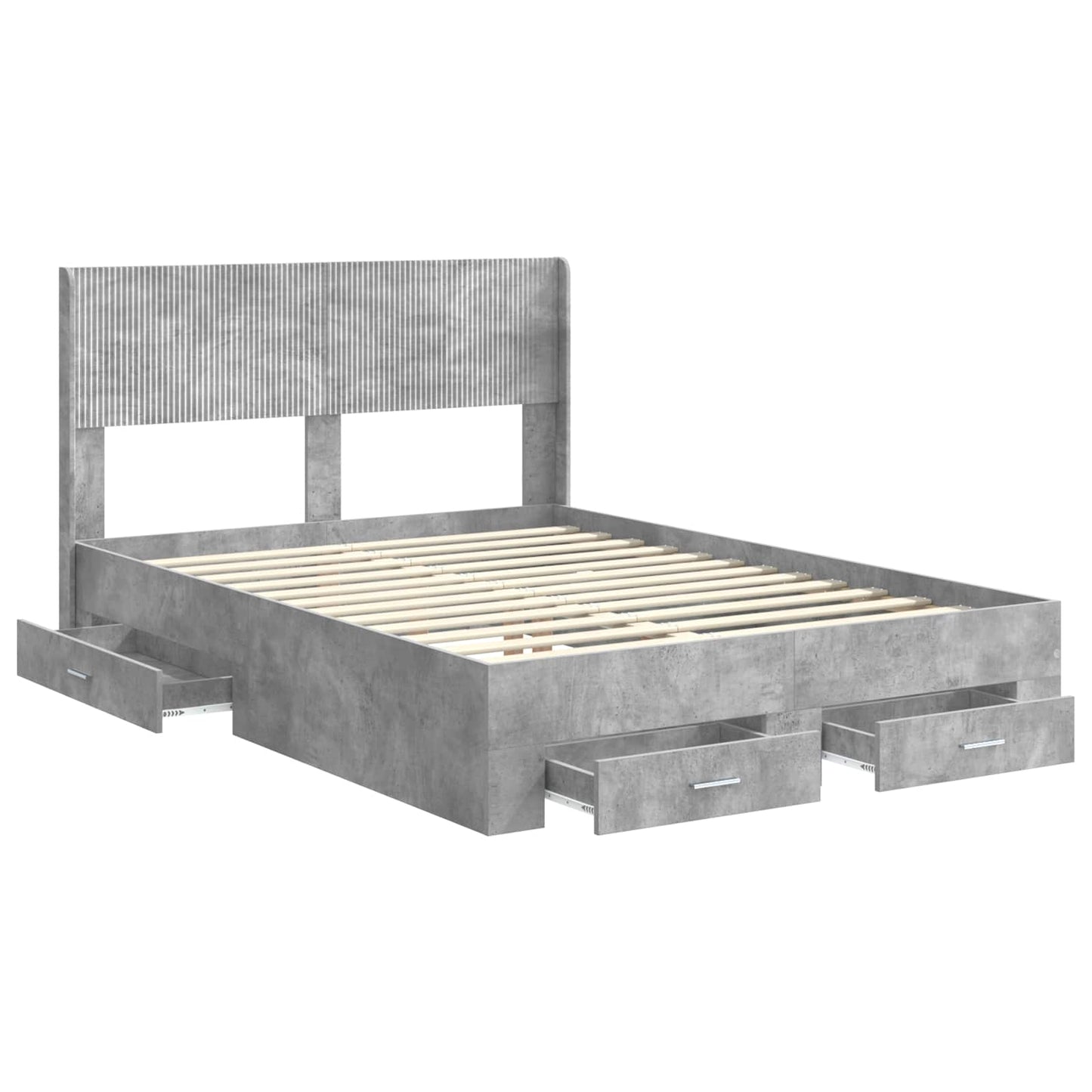 Bed Frame with Storage and Headboard Concrete Grey 135 x 190 cm