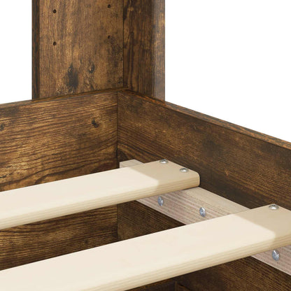 Bed Frame with Storage and Headboard Smoked Oak 120 x 200 cm