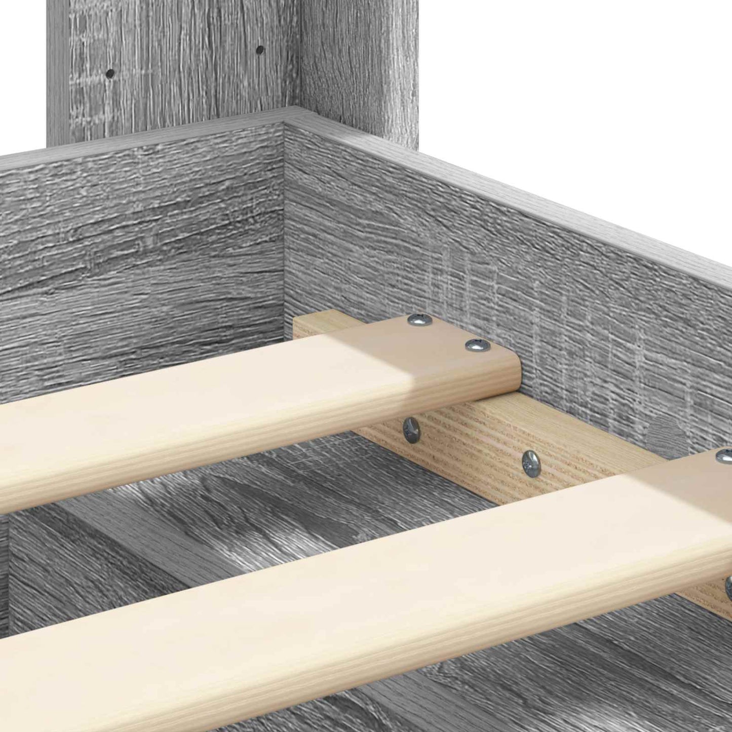 Bed Frame with Storage and Headboard Grey Sonoma
