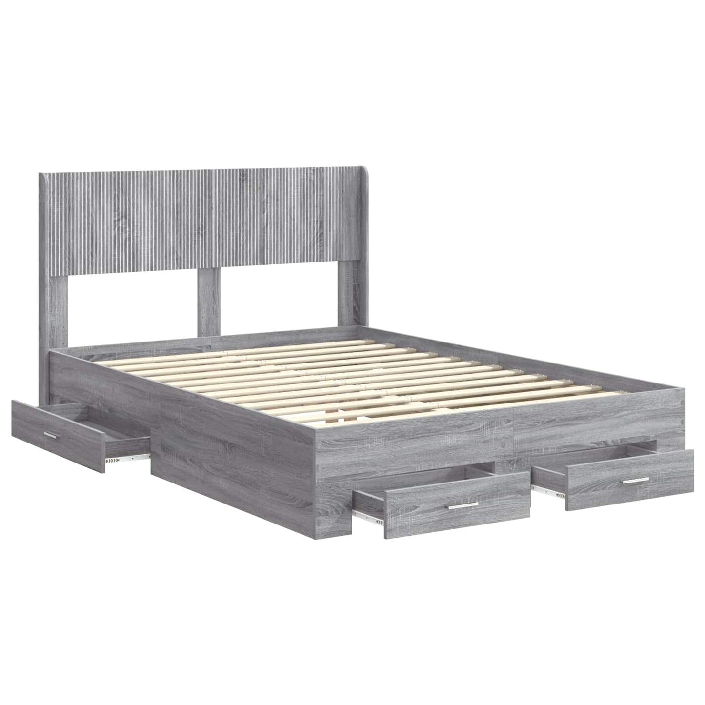 Bed Frame with Storage and Headboard Grey Sonoma