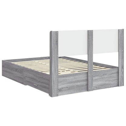 Bed Frame with Storage and Headboard Grey Sonoma