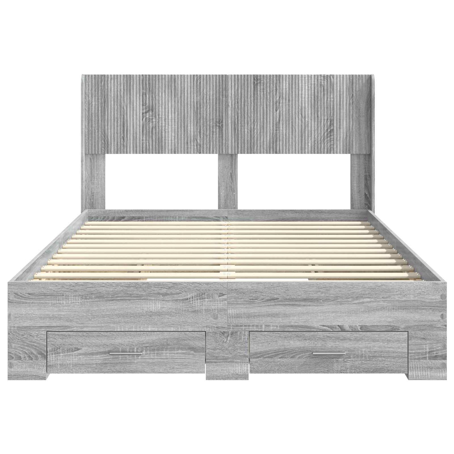 Bed Frame with Storage and Headboard Grey Sonoma