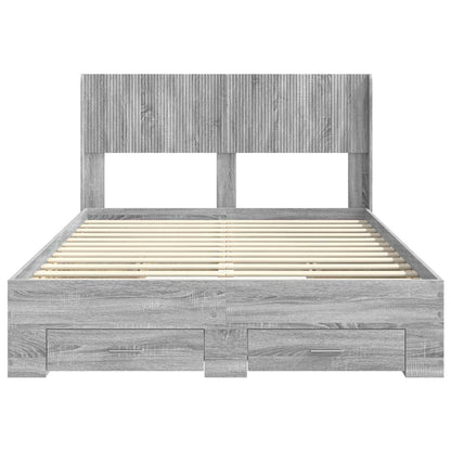 Bed Frame with Storage and Headboard Grey Sonoma
