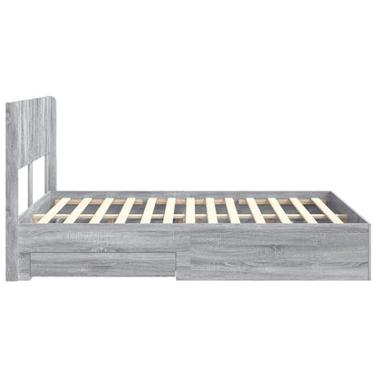 Bed Frame with Storage and Headboard Grey Sonoma