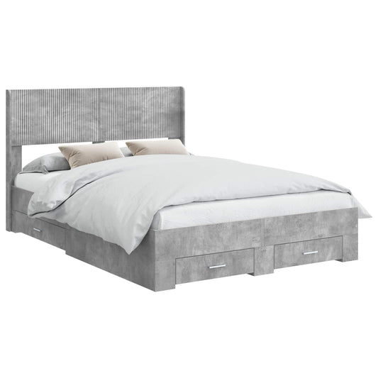 Bed Frame with Storage and Headboard Concrete Grey 120 x 190 cm