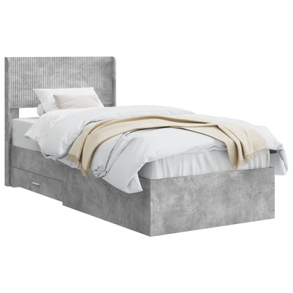 Bed Frame with Storage and Headboard Concrete Grey 100 x 200 cm