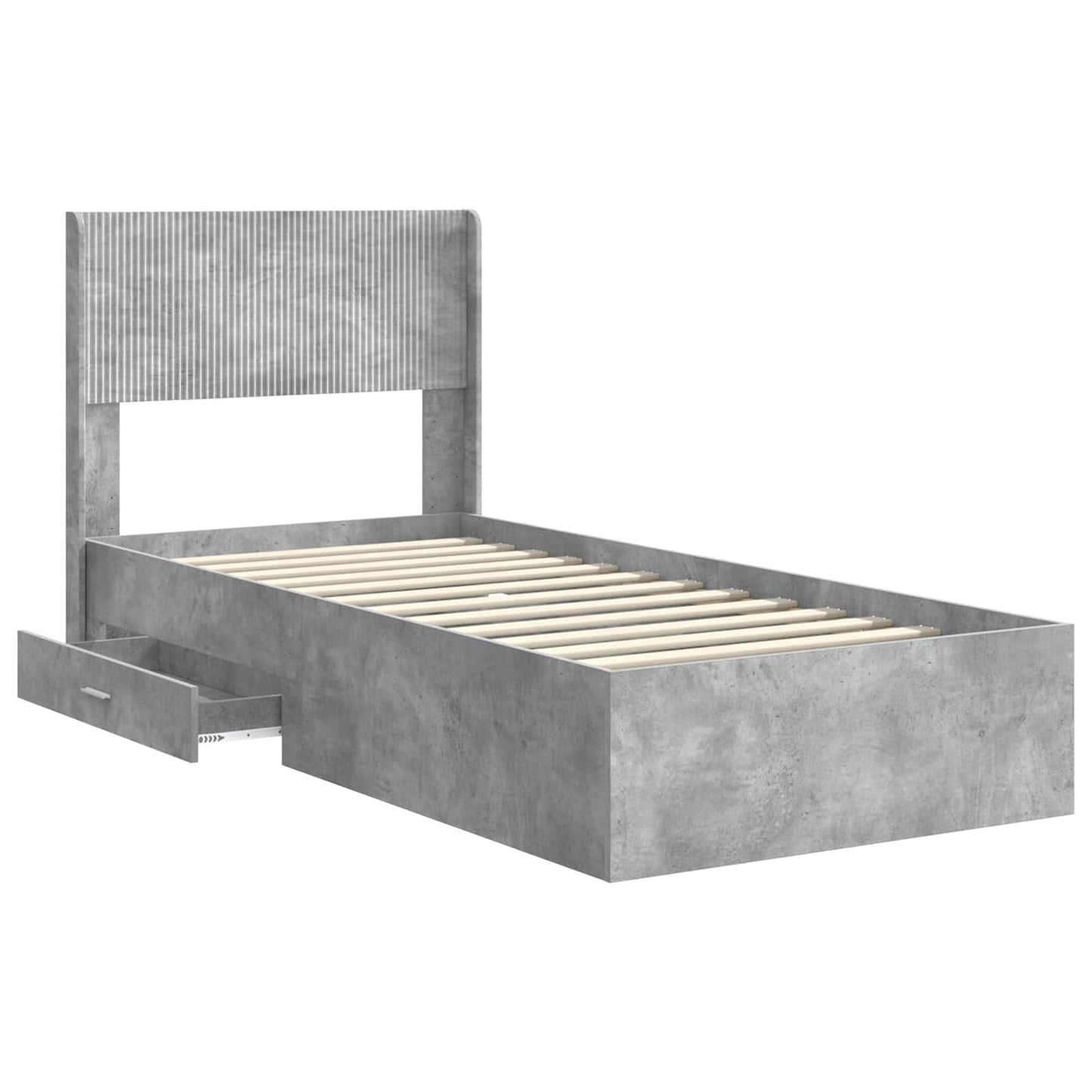 Bed Frame with Storage and Headboard Concrete Grey 100 x 200 cm