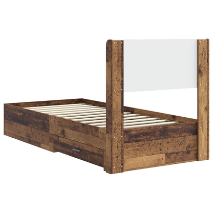 Bed Frame with Storage and Headboard Old Wood 100 x 200 cm