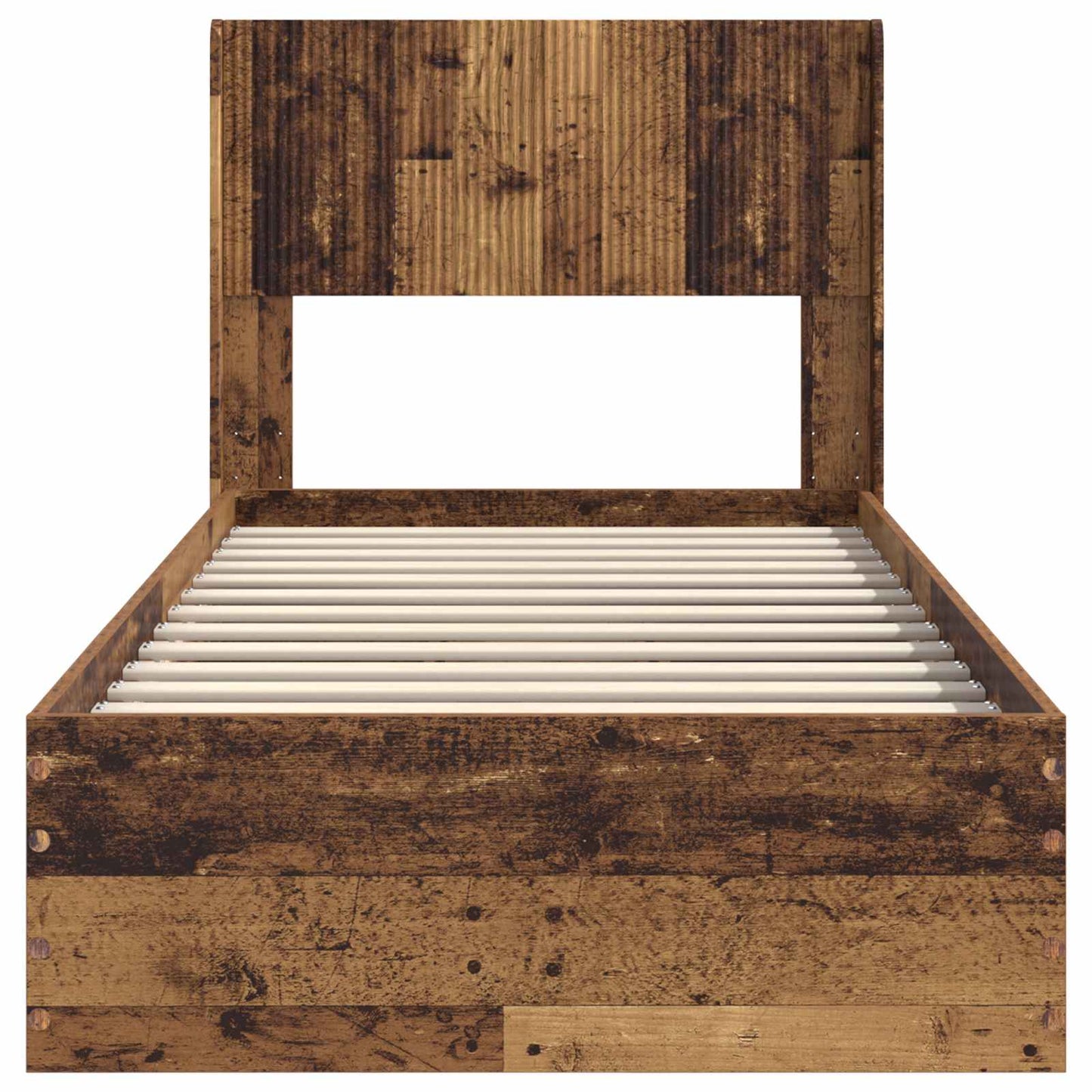 Bed Frame with Storage and Headboard Old Wood 100 x 200 cm