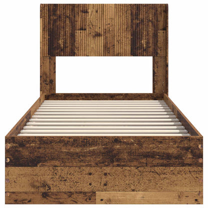 Bed Frame with Storage and Headboard Old Wood 100 x 200 cm