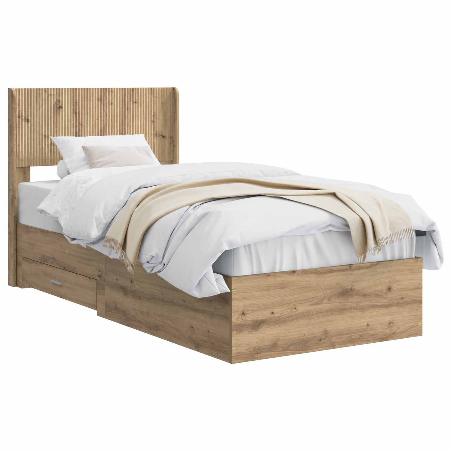 Bed Frame with Storage and Headboard Artisan Oak 100 x 200 cm