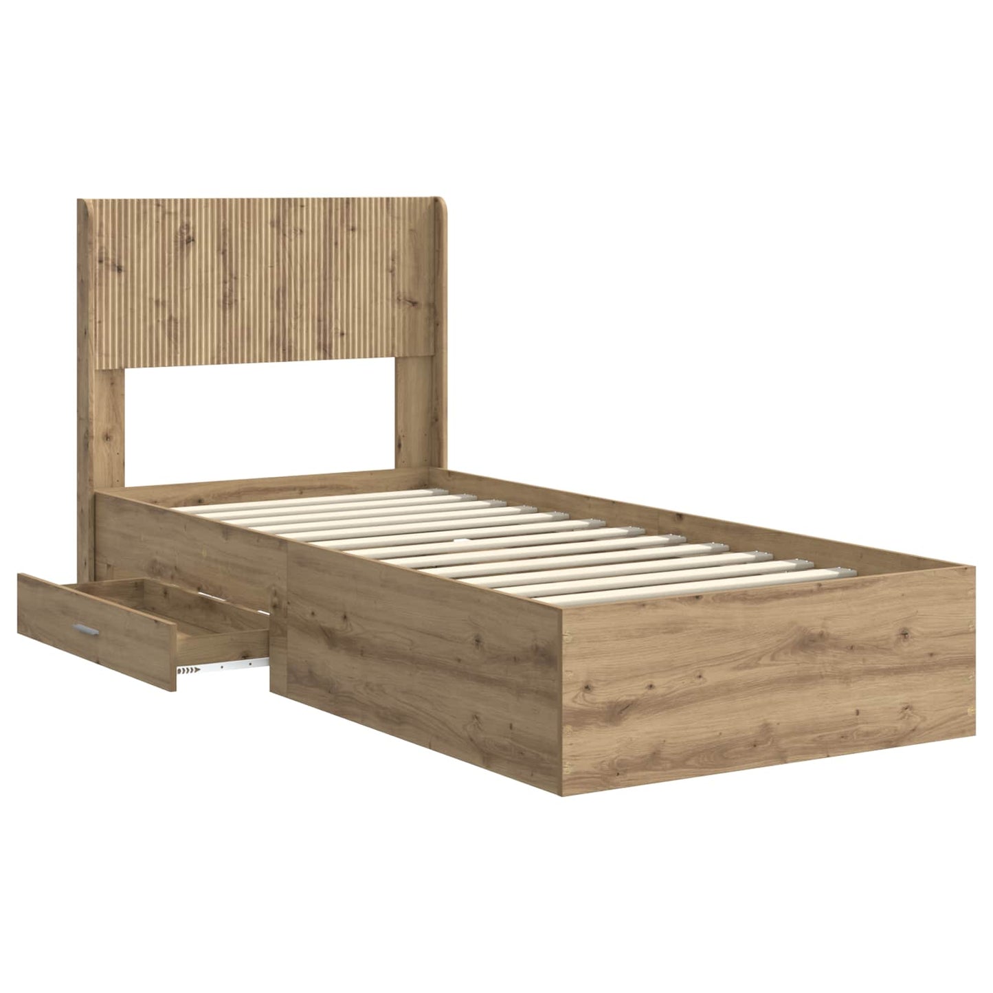 Bed Frame with Storage and Headboard Artisan Oak 100 x 200 cm