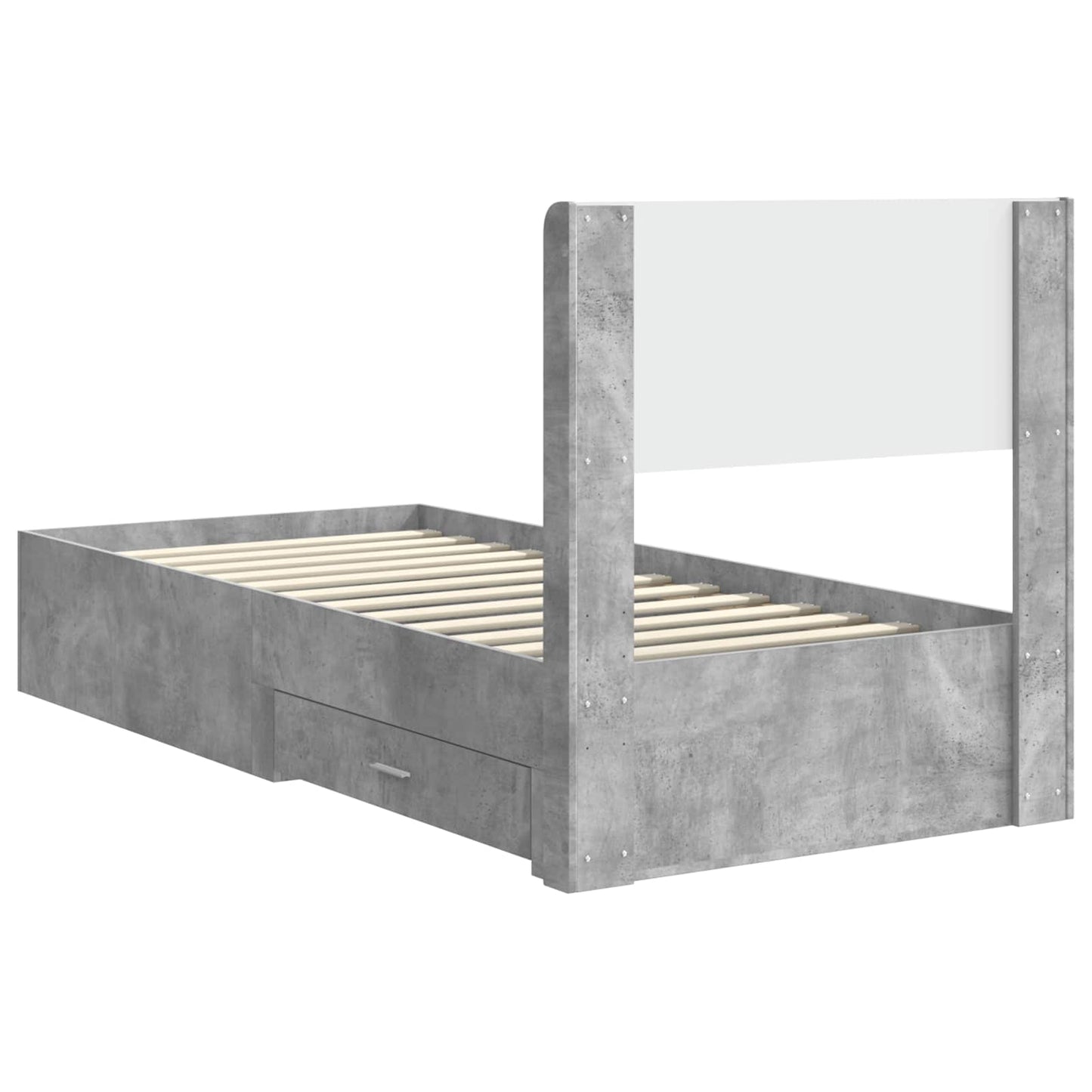 Bed Frame with Storage and Headboard Concrete Grey 90 x 200 cm