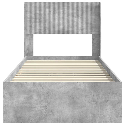 Bed Frame with Storage and Headboard Concrete Grey 90 x 200 cm