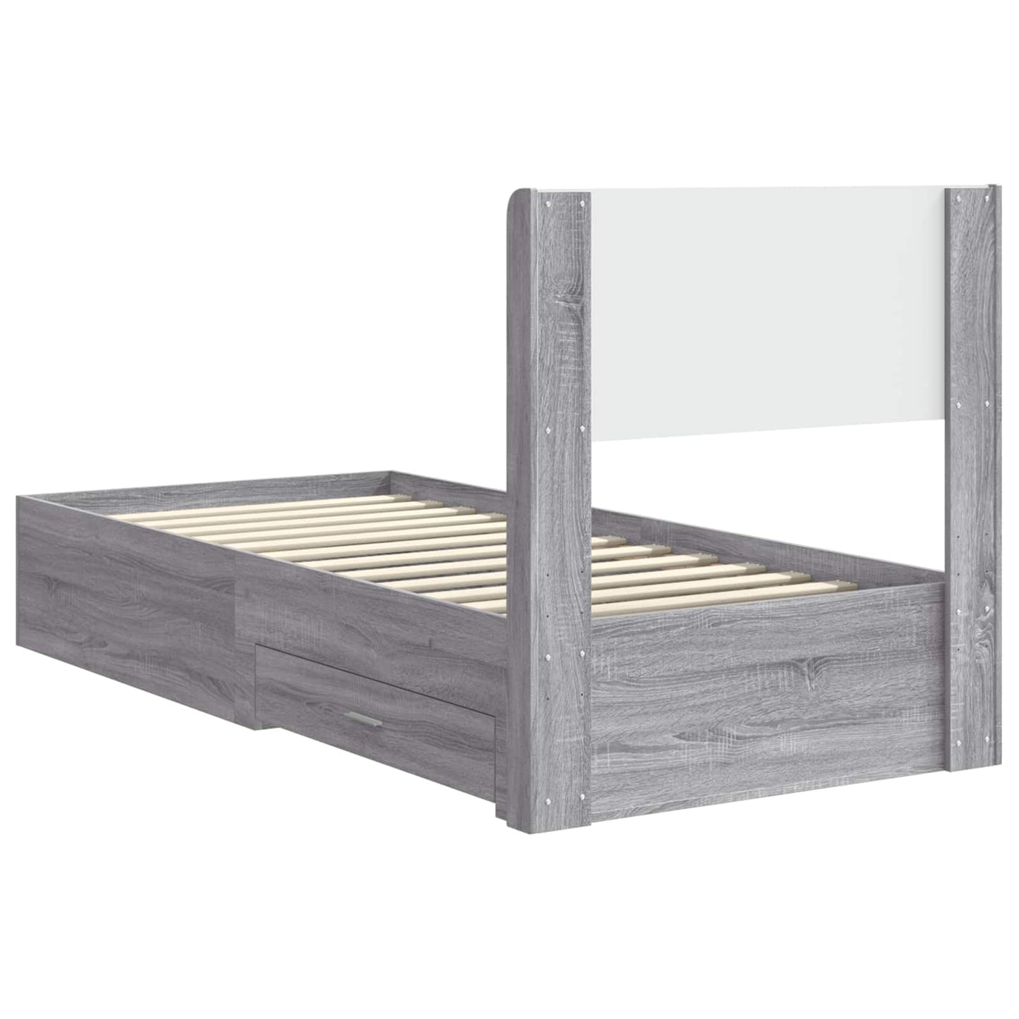 Bed Frame with Storage and Headboard Grey Sonoma 90 x 200 cm