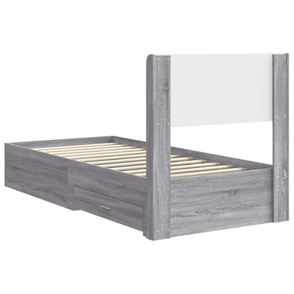 Bed Frame with Storage and Headboard Grey Sonoma 90 x 200 cm