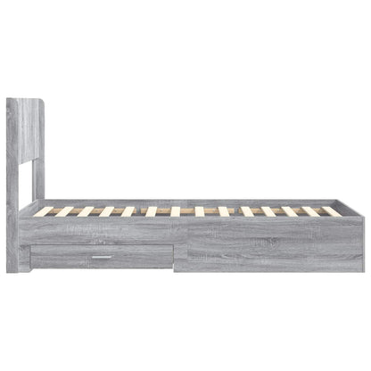 Bed Frame with Storage and Headboard Grey Sonoma 90 x 200 cm