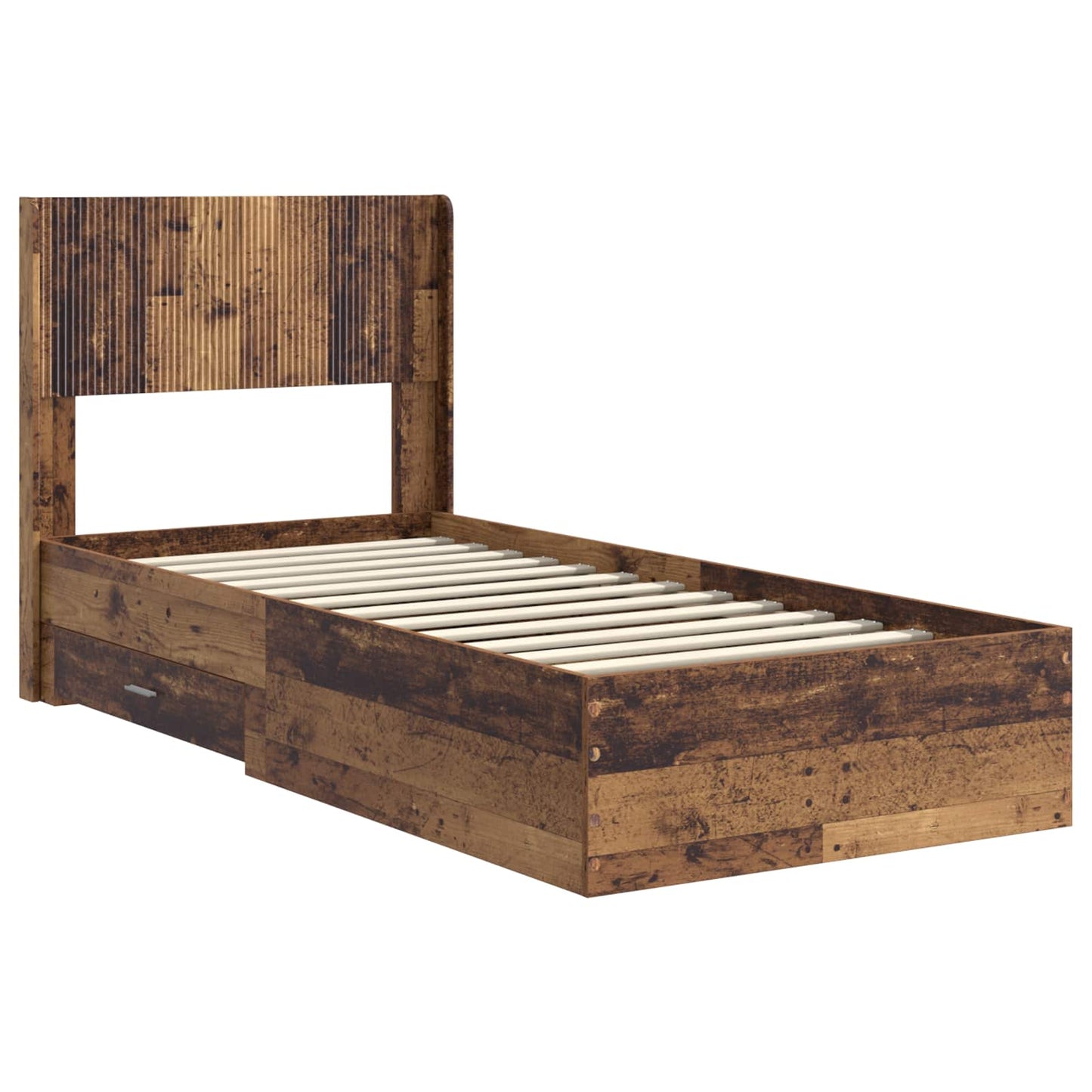 Bed Frame with Storage and Headboard Old Wood 90 x 200 cm