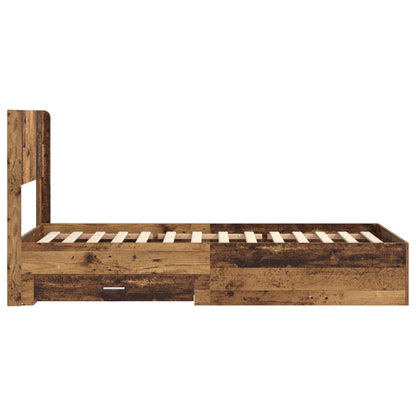 Bed Frame with Storage and Headboard Old Wood 90 x 200 cm
