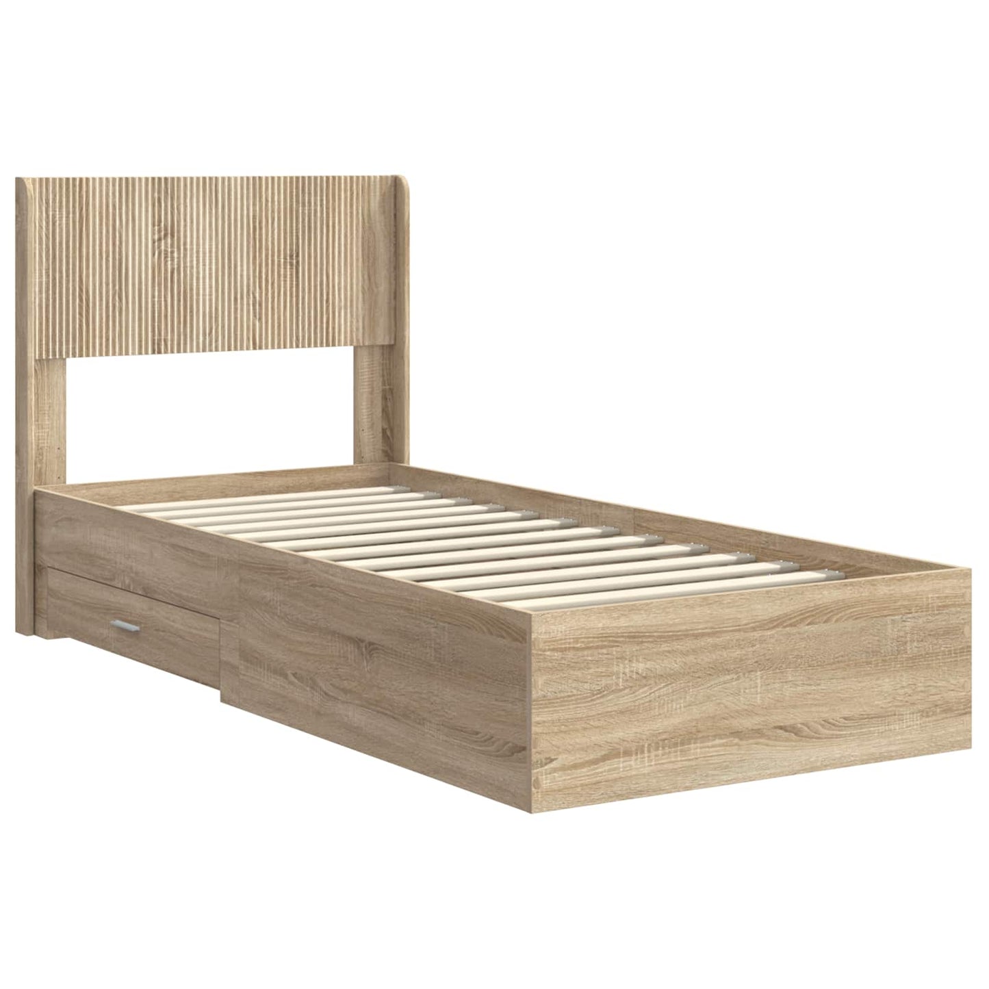 Bed Frame with Storage and Headboard Sonoma Oak 90 x 190 cm