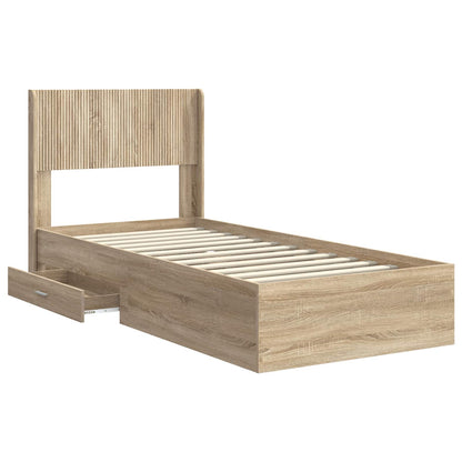 Bed Frame with Storage and Headboard Sonoma Oak 90 x 190 cm