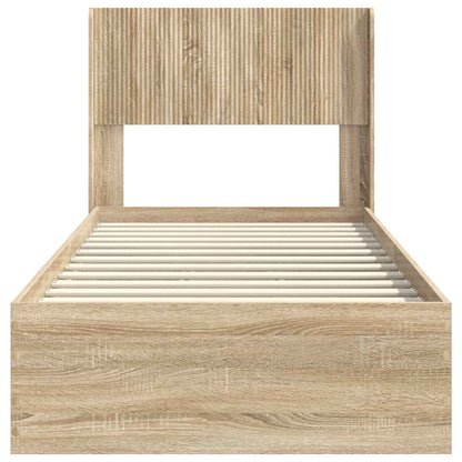 Bed Frame with Storage and Headboard Sonoma Oak 90 x 190 cm