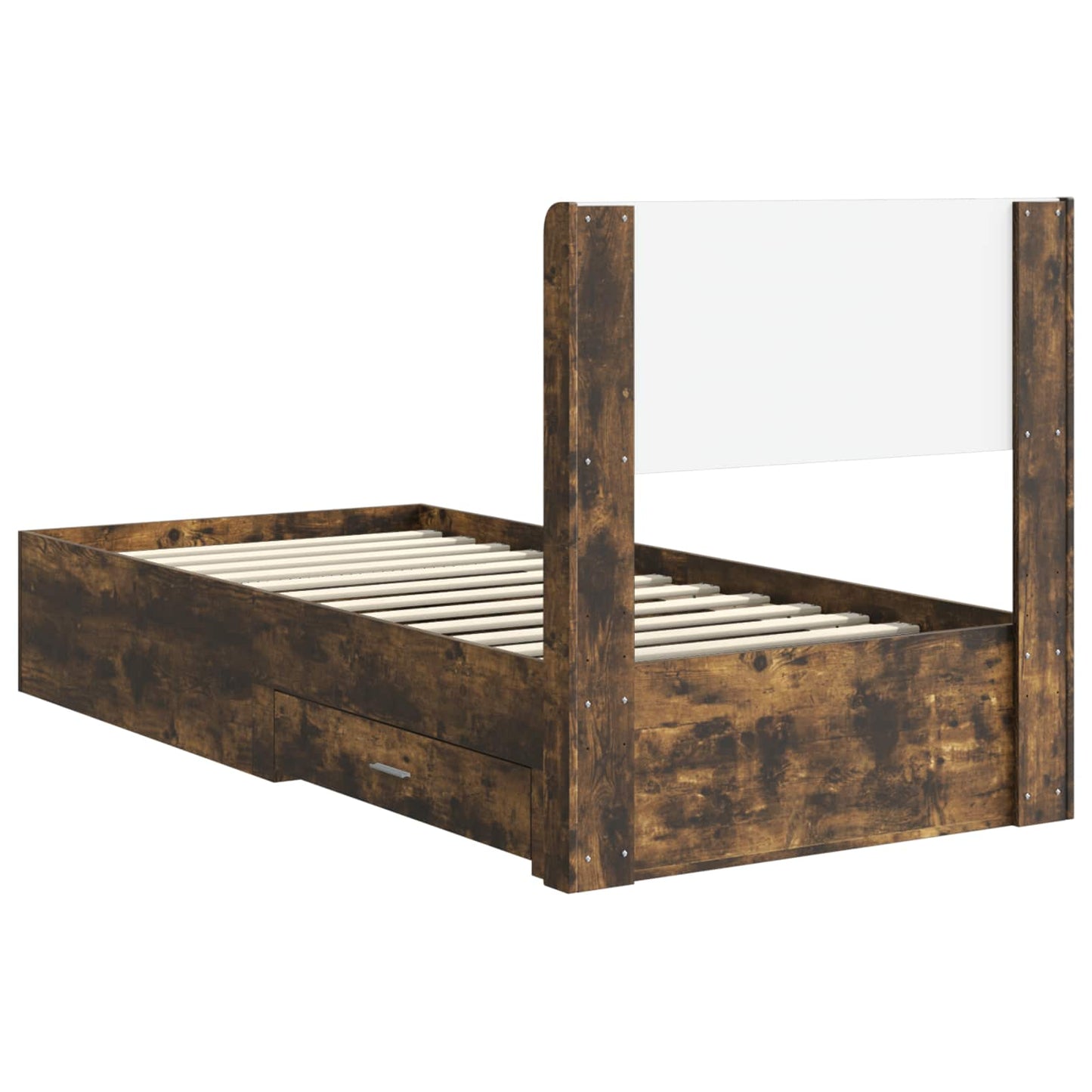 Bed Frame with Storage and Headboard Smoked Oak Engineered Wood