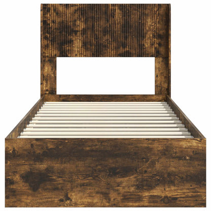 Bed Frame with Storage and Headboard Smoked Oak Engineered Wood