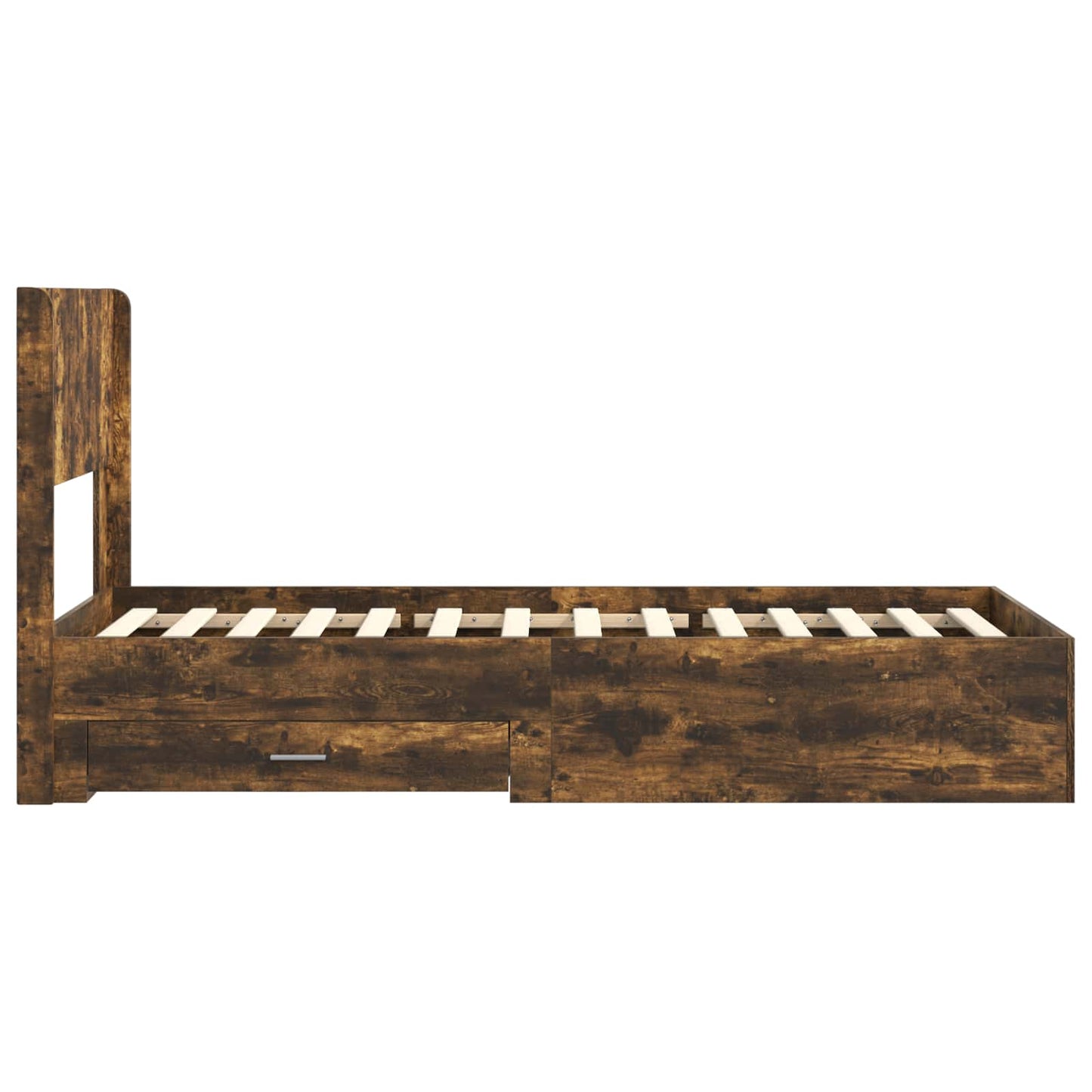 Bed Frame with Storage and Headboard Smoked Oak Engineered Wood
