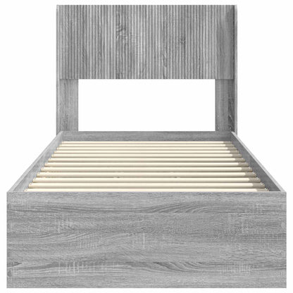 Bed Frame with Storage and Headboard Grey Sonoma 90 x 190 cm