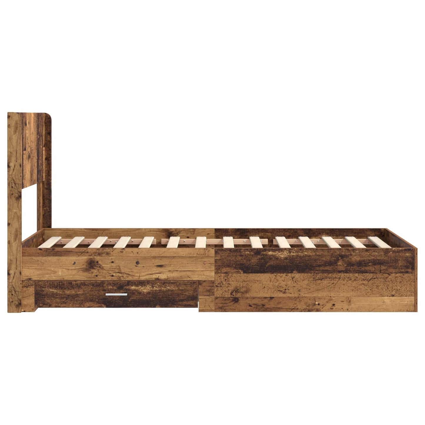 Bed Frame with Storage and Headboard Old Wood 90 x 190 cm