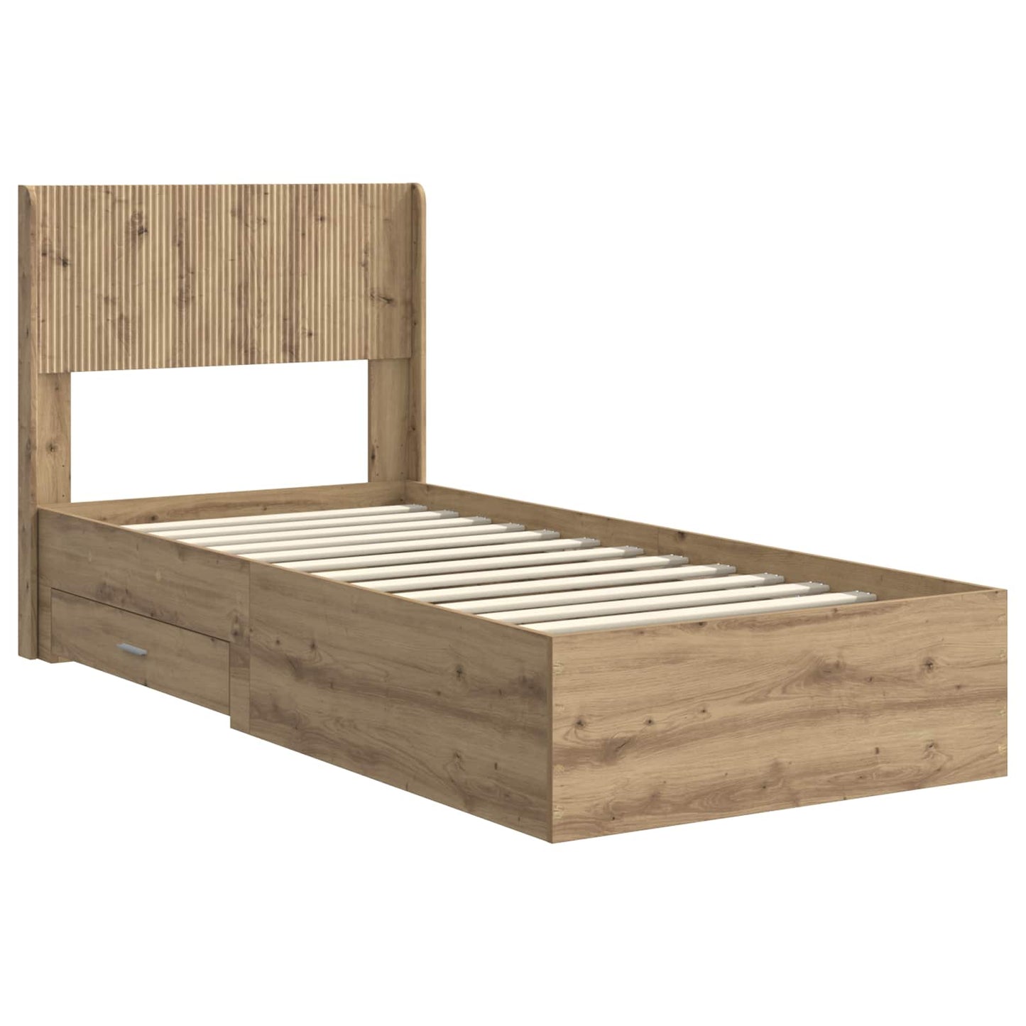 Bed Frame with Storage and Headboard Artisan Oak 90 x 190 cm