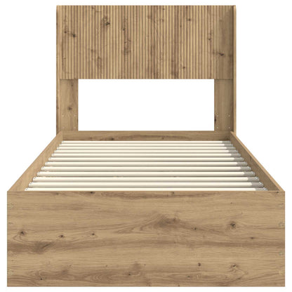 Bed Frame with Storage and Headboard Artisan Oak 90 x 190 cm