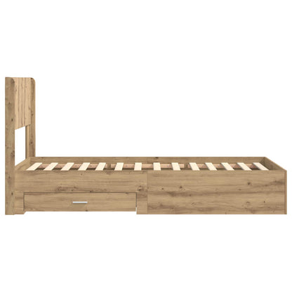 Bed Frame with Storage and Headboard Artisan Oak 90 x 190 cm