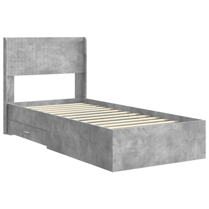 Bed Frame with Storage and Headboard Concrete Grey 75 x 190 cm