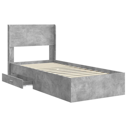 Bed Frame with Storage and Headboard Concrete Grey 75 x 190 cm