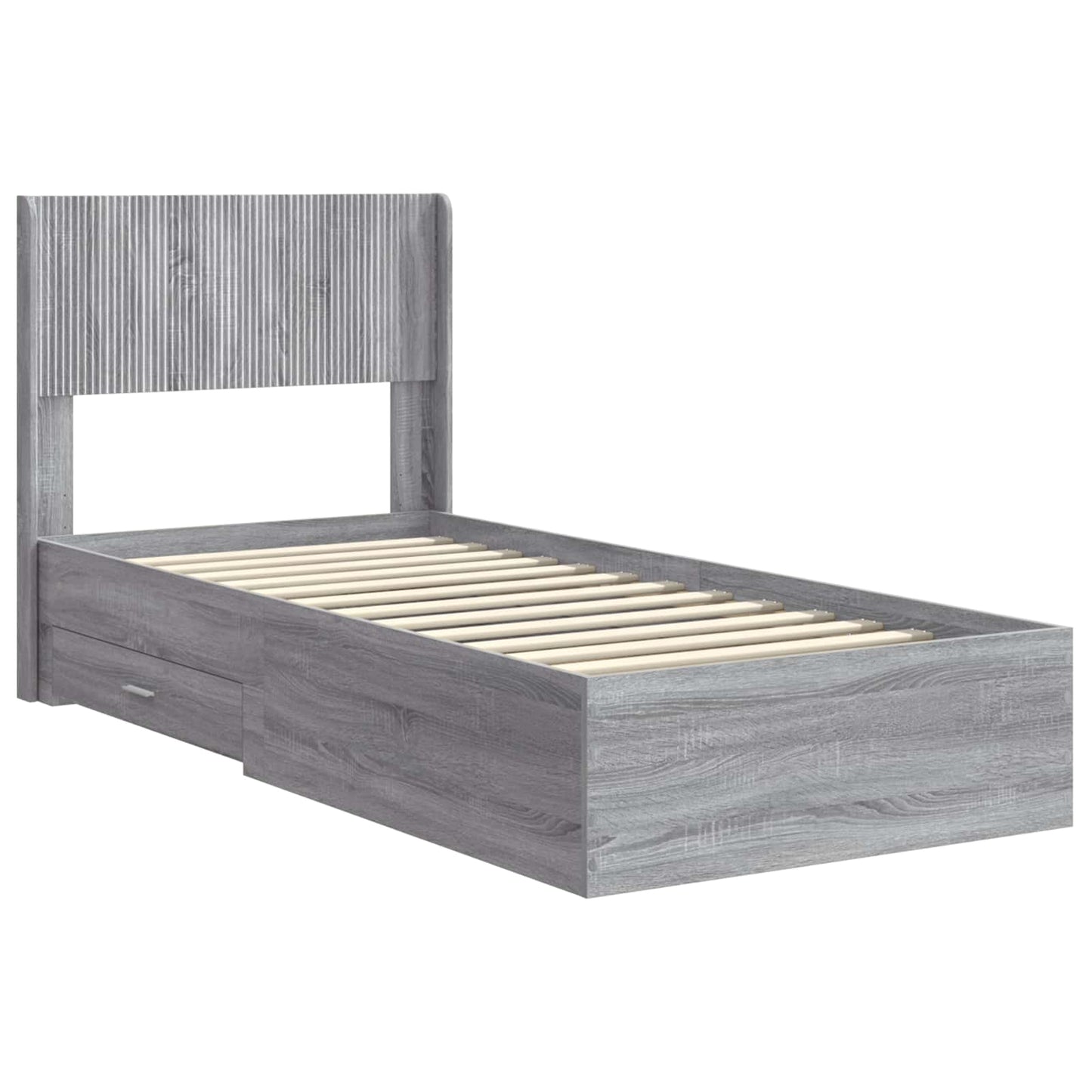 Bed Frame with Storage and Headboard Grey Sonoma 75 x 190 cm