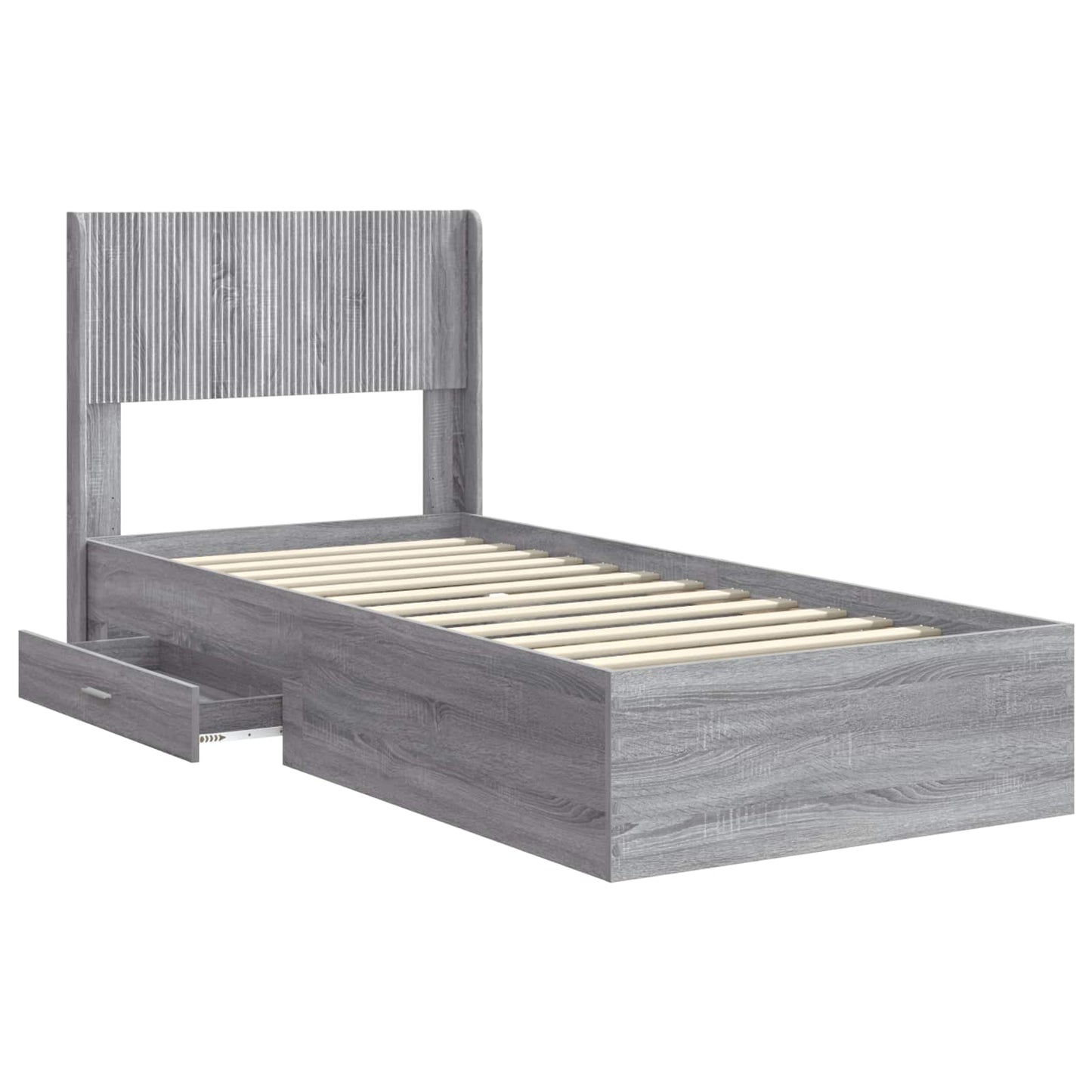 Bed Frame with Storage and Headboard Grey Sonoma 75 x 190 cm