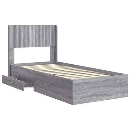 Bed Frame with Storage and Headboard Grey Sonoma 75 x 190 cm