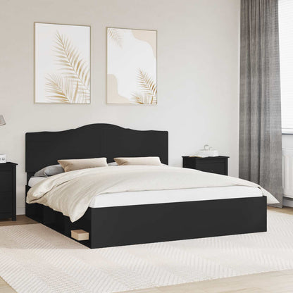 Bed Frame with Headboard Black 200 x 200 cm Solid Pine Wood