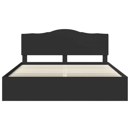 Bed Frame with Headboard Black 200 x 200 cm Solid Pine Wood