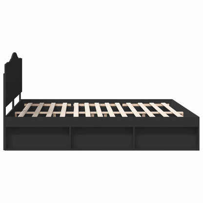 Bed Frame with Headboard Black 200 x 200 cm Solid Pine Wood
