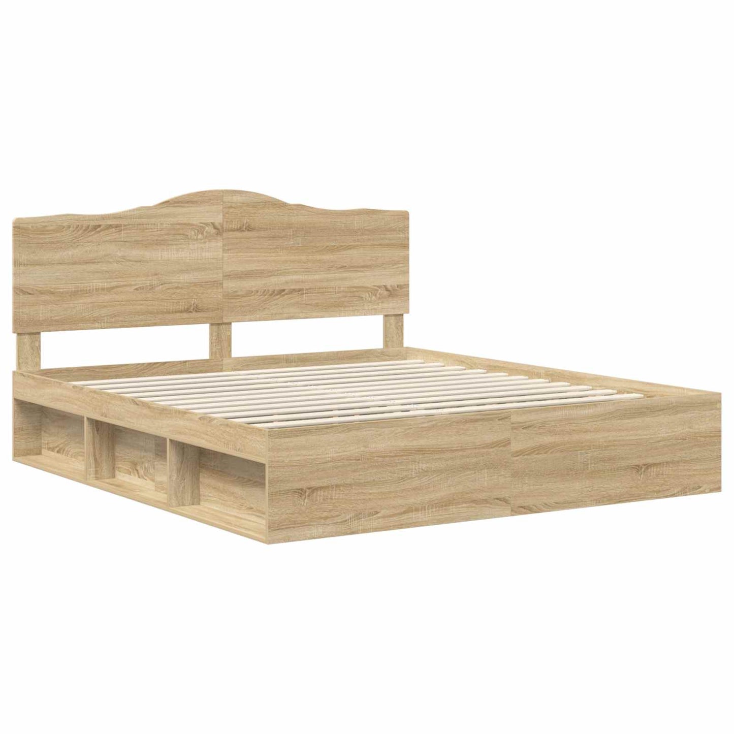 Bed Frame with Headboard Sonoma 200 x 200 cm Solid Pine Wood