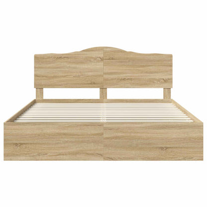 Bed Frame with Headboard Sonoma 200 x 200 cm Solid Pine Wood