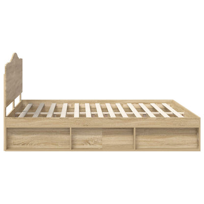 Bed Frame with Headboard Sonoma 200 x 200 cm Solid Pine Wood