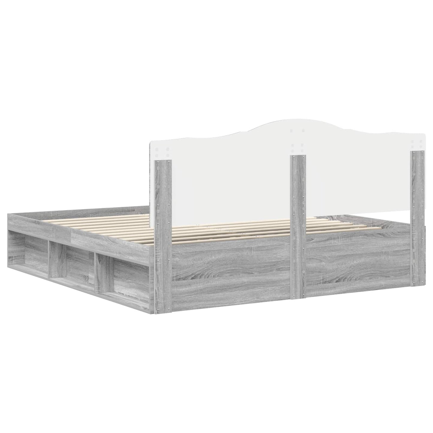 Bed Frame Grey Sonoma 200 x 200 cm Solid Pine Wood